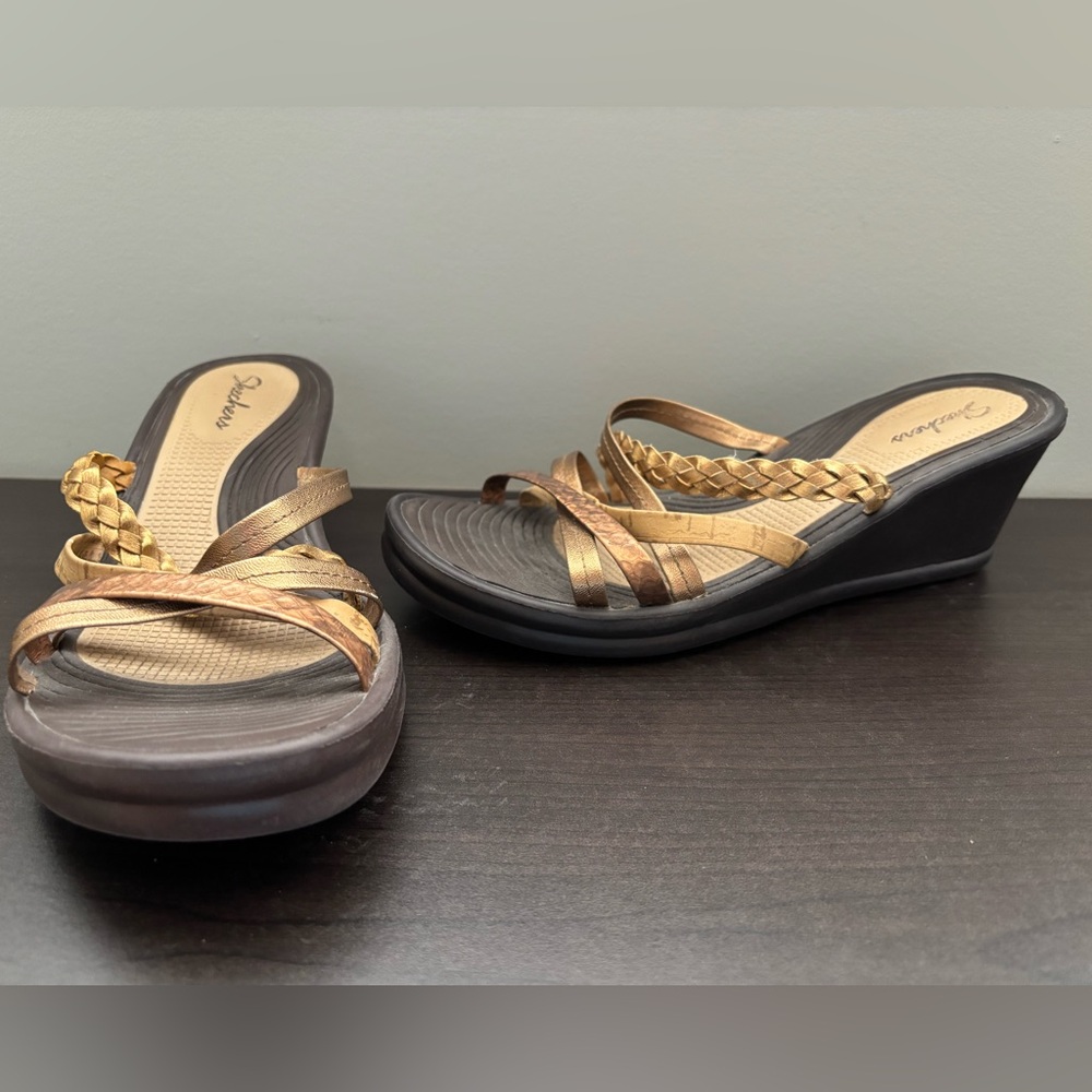Skechers Gold and Brown Wedge Sandals